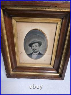 Framed c. 1890s Tinted Whole Plate (6.5 x 8.375) Tintype of Handsome Young Man