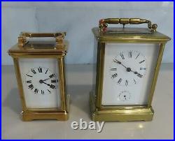 French antique striking gilt carriage clock c1900 of smaller size