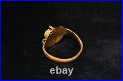 Genuine Ancient Roman Solid Gold Ring with Turquoise Circa 1st 2nd Century AD
