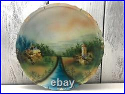 Germany Porcelain Fired Clay 1900s Handpainted 12 Antique Plate Stone Castles