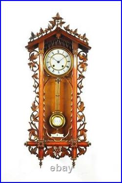 Gorgeous Antique German Black Forest Carved Wall Clock approx. 1880