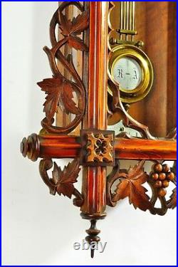 Gorgeous Antique German Black Forest Carved Wall Clock approx. 1880