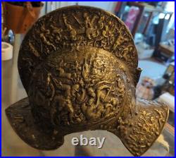 Gorgeous Antique Solid Brass Ornate Medieval Victorian Parade Helmet