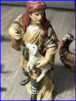 Grandeur Noel 9 Piece Large Porcelain Nativity Set Hand Painted N00094 Christmas