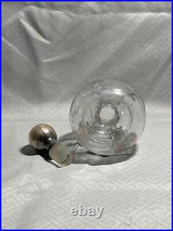 Hand Painted Antique Perfume Bottle Clear Glass Round