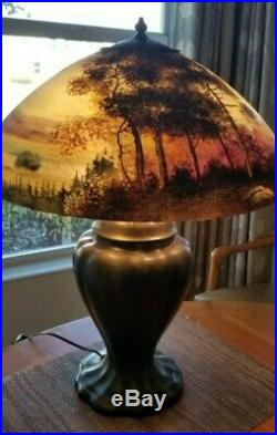 Handel Reverse and Obverse Painted Scenic Lamp Antique