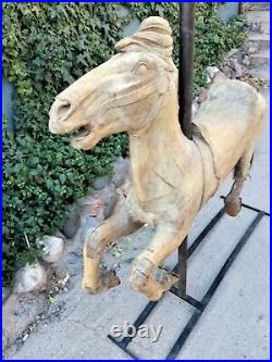 Herschell Spillman Antique Wooden Carousel Horse 1910 Blanket Jumper Hair Tail