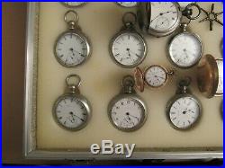 Huge Collection 18 Size Pocket Watches Waltham, Elgin, Rockford, U. S. Marion