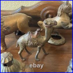 Huge Lot Vintage Antique Cast Iron Coin Banks Building Animals Lion Horse Camel