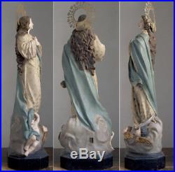 Immaculate Conception Virgin Mary 29.9 inch Angeles Crescent Santos Antique