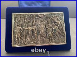 Incredible Antique Heavy Silver Plaque Original Box