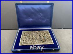 Incredible Antique Heavy Silver Plaque Original Box