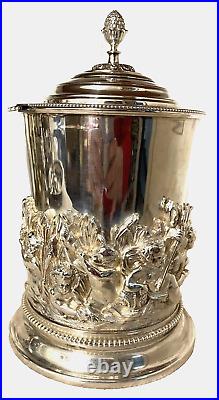 Incredible Cast Silverplate Antique Style Ice Bucket Ornate 3D