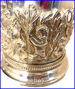 Incredible Cast Silverplate Antique Style Ice Bucket Ornate 3D