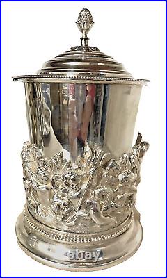 Incredible Cast Silverplate Antique Style Ice Bucket Ornate 3D