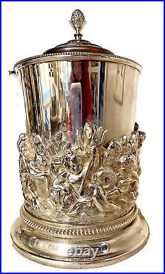 Incredible Cast Silverplate Antique Style Ice Bucket Ornate 3D