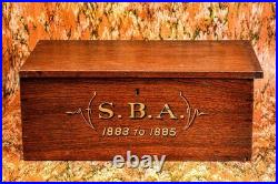 Interesting Antique Victorian Hand Painted Text Wood Storage Box Decor