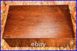 Interesting Antique Victorian Hand Painted Text Wood Storage Box Decor