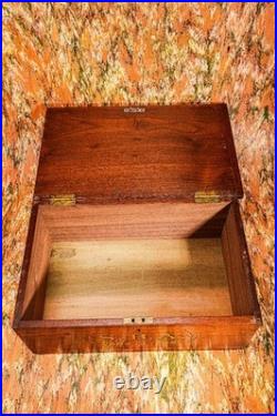 Interesting Antique Victorian Hand Painted Text Wood Storage Box Decor