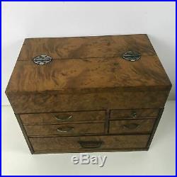 Japanese Antique Lidded 5 Drawer Tansu Mulberry Zelkova Wood Haribako Sewing Box