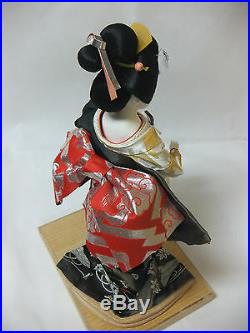 Japanese Oyama Geisha Doll' Shamisen C' 50cm with Glass case Antique