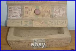 Jewelry Box with hieroglyphs Carving wood Ancient Egyptian Antiquities Egypt BC
