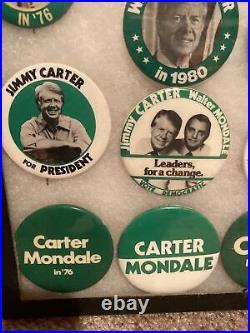 Jimmy Carter pin collection 28 Pins In Antique Specimen Case