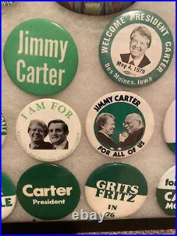 Jimmy Carter pin collection 28 Pins In Antique Specimen Case