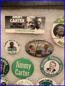 Jimmy Carter pin collection 28 Pins In Antique Specimen Case