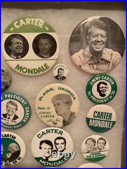 Jimmy Carter pin collection 28 Pins In Antique Specimen Case