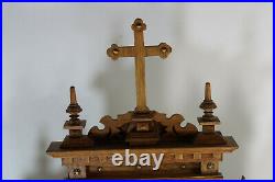 LArge church altar neo gothic wood carved folk art monstrance jesus mary