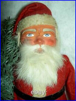 Large ANTIQUE German SANTA papermache candy container, labeled c. 1890 very good