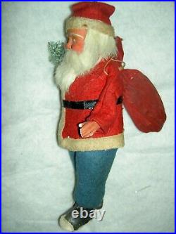 Large ANTIQUE German SANTA papermache candy container, labeled c. 1890 very good