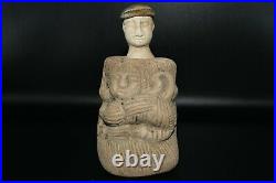 Large Antique Bactrian Stone Idol Sculpture of Goddess or Empress