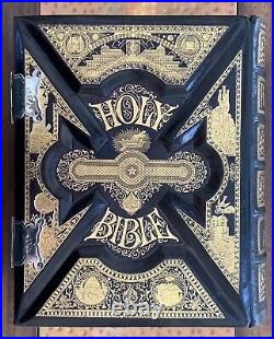 Large Stunning Antique Parallel Holy Bible Family Jesus Old 2500 Illustrations
