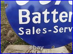 Large Vintage Ford Motor Company Battery Sales Service Porcelain Dealer Sign 30