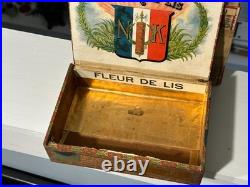 Late 1800s  antique Fleur De Lis cigar box Nicholas Kuhnen Iowa