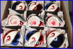 Lot Modern Glass Pictured Jumbo Indent Multicolor BALL Christmas Ornament Poland