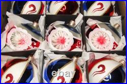 Lot Modern Glass Pictured Jumbo Indent Multicolor BALL Christmas Ornament Poland