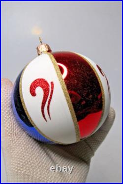 Lot Modern Glass Pictured Jumbo Indent Multicolor BALL Christmas Ornament Poland