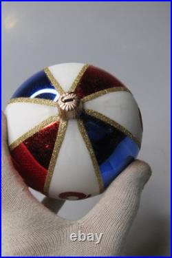 Lot Modern Glass Pictured Jumbo Indent Multicolor BALL Christmas Ornament Poland