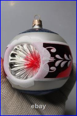 Lot Modern Glass Pictured Jumbo Indent Multicolor BALL Christmas Ornament Poland