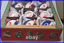 Lot Modern Glass Pictured Jumbo Indent Multicolor BALL Christmas Ornament Poland
