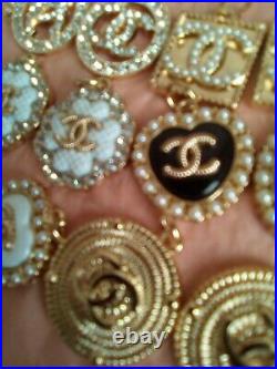 Lot Of 14 STAMPED Button Zipper Designer Button Chanel Button