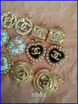 Lot Of 14 STAMPED Button Zipper Designer Button Chanel Button