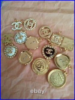 Lot Of 14 STAMPED Button Zipper Designer Button Chanel Button