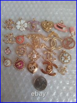 Lot Of 21 STAMPED Button Zipper Pull Designer Button Chanel Button Charm