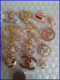 Lot Of 21 STAMPED Button Zipper Pull Designer Button Chanel Button Charm
