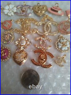 Lot Of 21 STAMPED Button Zipper Pull Designer Button Chanel Button Charm