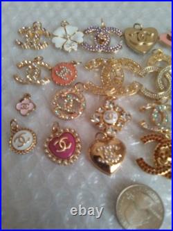 Lot Of 21 STAMPED Button Zipper Pull Designer Button Chanel Button Charm